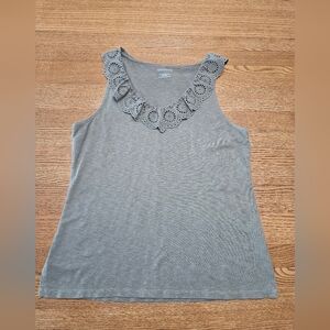 Talbots Sleeveless Tank, Olive Sz L, GUC